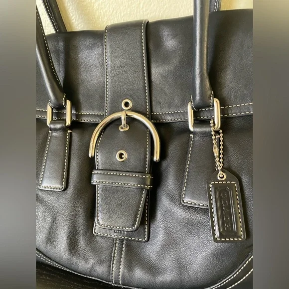 Vintage Coach 9550 Black Leather Hampton Soho Flap Back Satchel - Picture 5 of 12